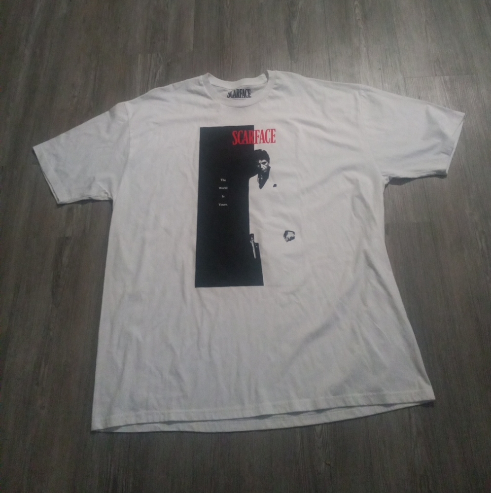 Scarface Mens Shirt Size 3XL Black Red White The World Is Yours Shirt Casual Fit